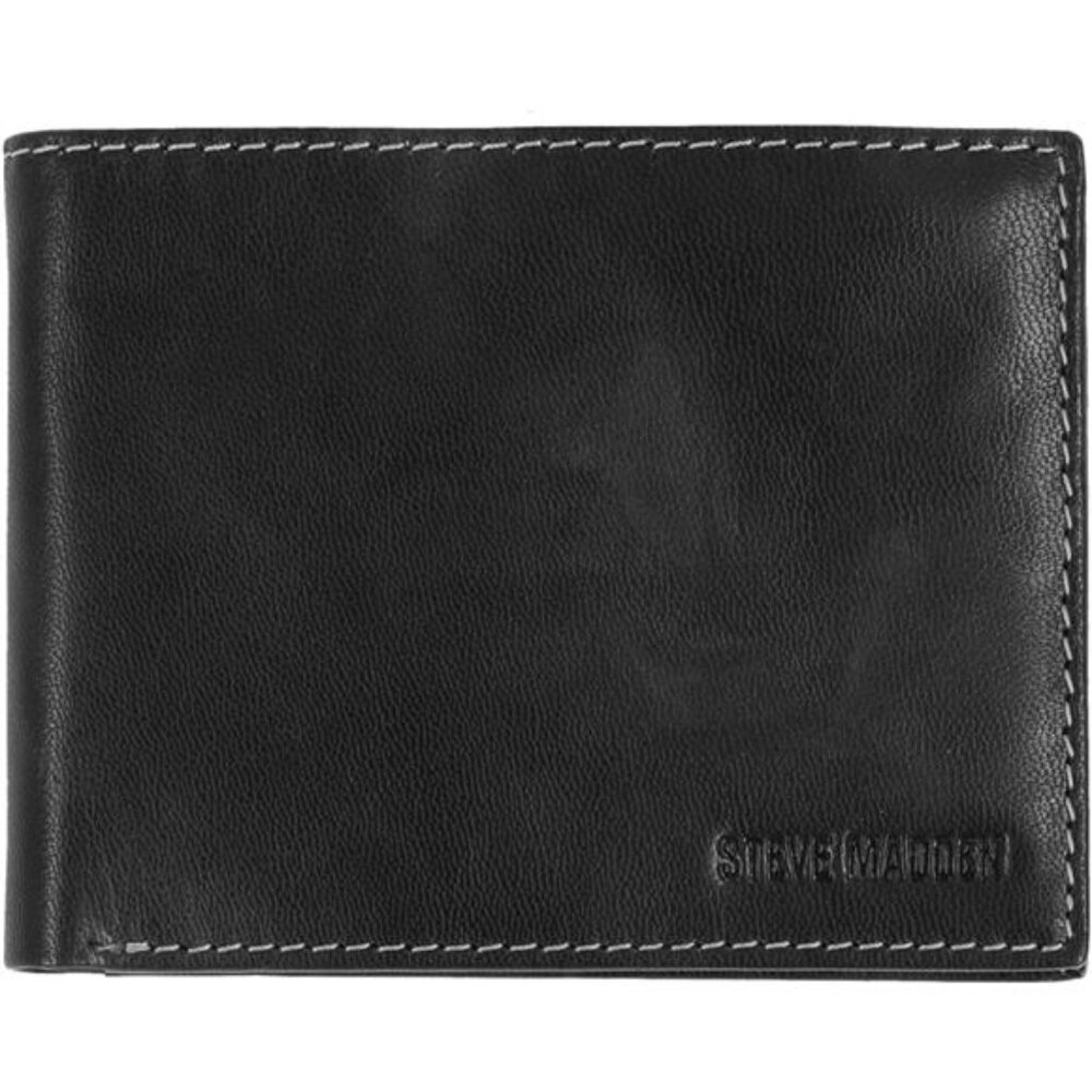 Men's Leather Wallet Extra Capacity Attached Flip Pockets